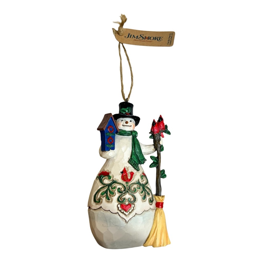 Jim Shore Snowman Holding
Broom Cardinals & Birdhouse
Ornament Heartwood Creek